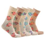 Allover Floral Design Acrowool Spandex Socks with Thumb